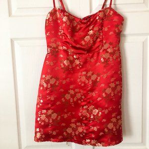 Red Embroidered Mini Dress